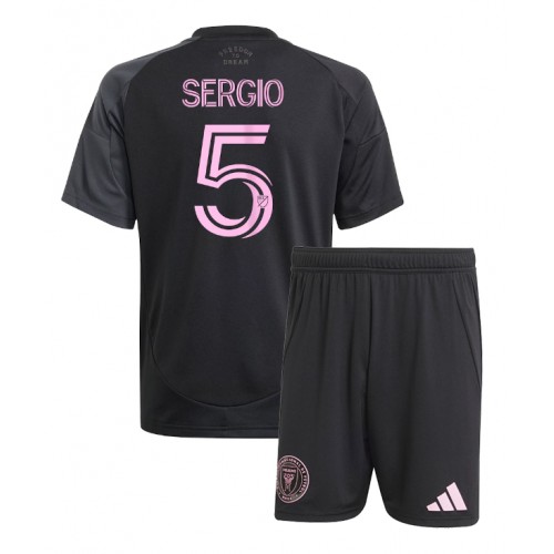 Stroje piłkarskie Inter Miami Sergio Busquets #5 Koszulka Wyjazdowej dla dzieci 2025-26 Krótki Rękaw (+ szorty)